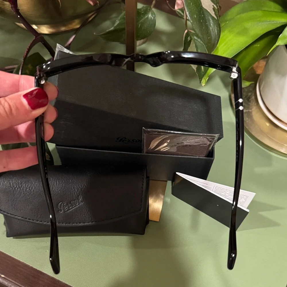 Persol Black Leather Case with Embossed Logo